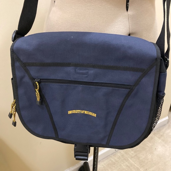 University of Michigan Messenger Bag, Blue, 17" x 14" x 4" - Picture 3 of 15